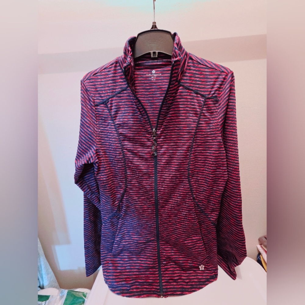 Tuff Athletics Women's Red and Blue Striped Jacket